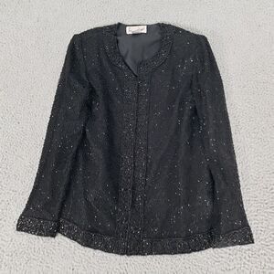 VINTAGE Laurence Kazar Jacket Womens‎ Small Evening Jacket Sequences Beaded Silk